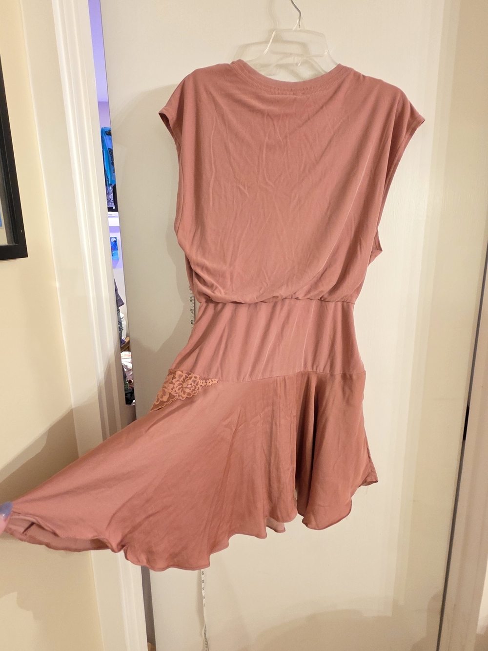 Free People Dusty Rose Lace-Trim Mini Dress - Picture 8 of 9